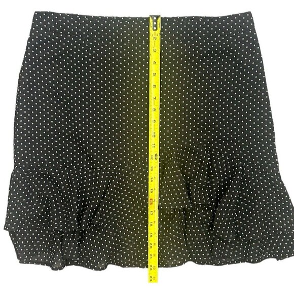 Ann Taylor Black Skirt White Polka Dot Knee Length Skirt Lined Ruffles - Size 14 - Picture 15 of 16